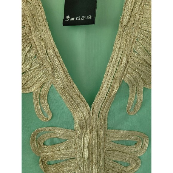 Charlie Paige Womens Turquoise Embroidered One Size Swim Cover Up Tunic Beach - Picture 6 of 11